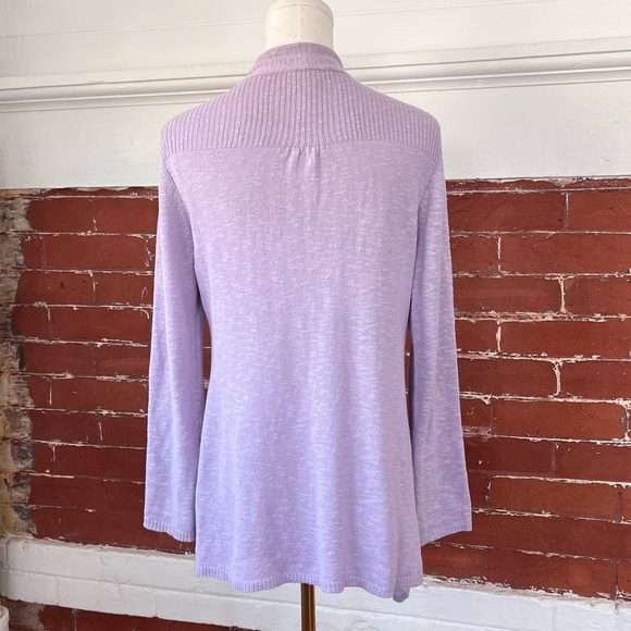 Eileen Fisher Petite Linen Blend Open Front Cardigan Lavender Natural Fiber - Picture 4 of 11